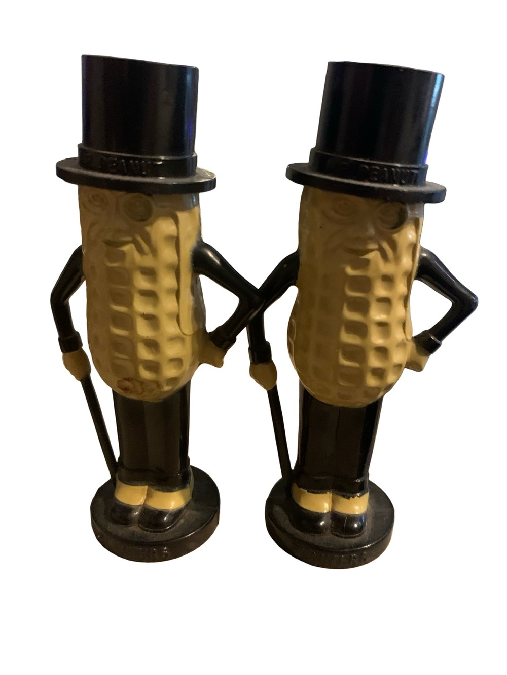 Mr. Peanuts Plastic Salt & Pepper Shakers 4” Vintage Planters